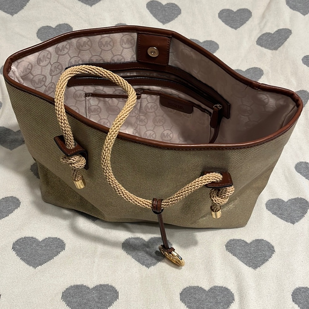 Michael Kors Marina Large tote handbag Gold Netallic brown